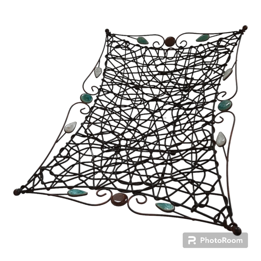 Decorative Basket, Black with some copper coloring with colored stones.